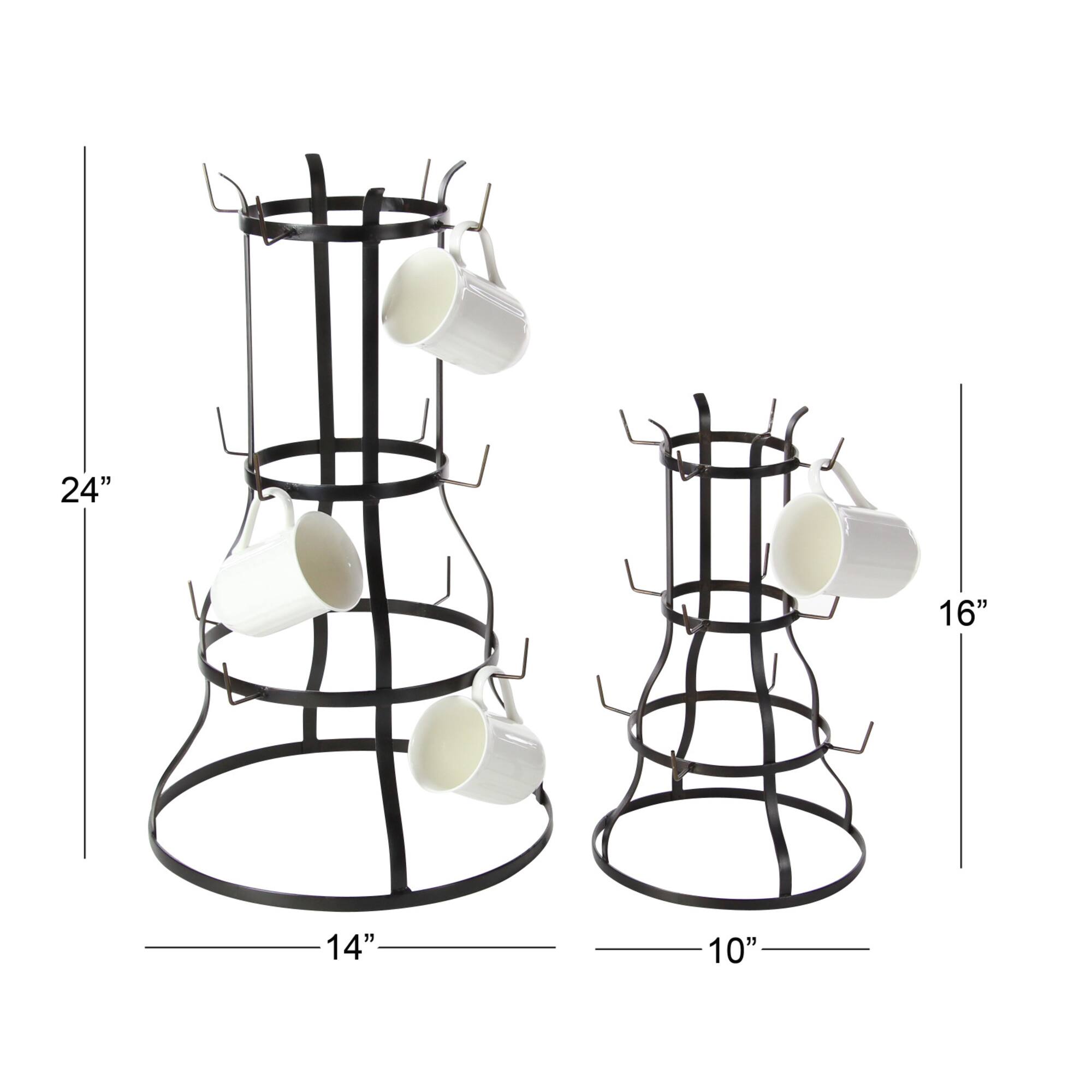 16" & 24" Black Metal Farmhouse Mug Holder Set